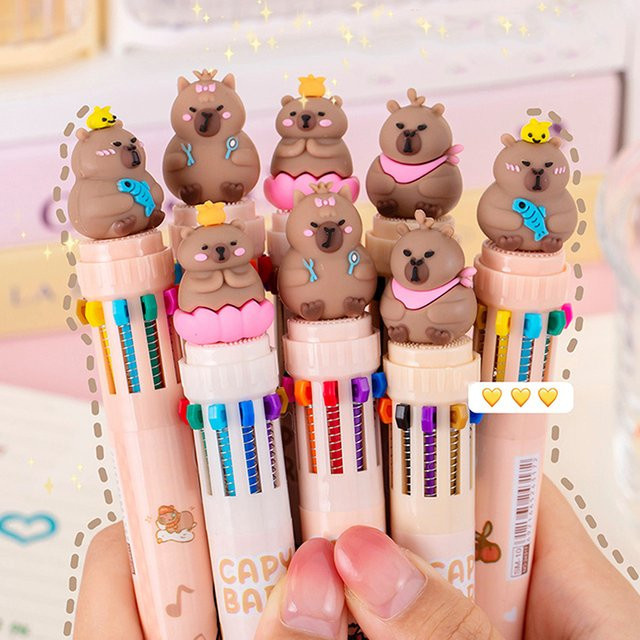 JETTING Capybara Gelstifte im 10er Set mit bunter Tinte und Silikon-Hülle, 0,5 mm Schreibwaren für Schule und Büro - Bild 1