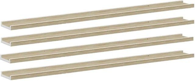 vidaXL Wandregale 4er-Set in Weiß und Sonoma-Eiche, B/H/T: 115 x 9 x 3 cm - Bild 1