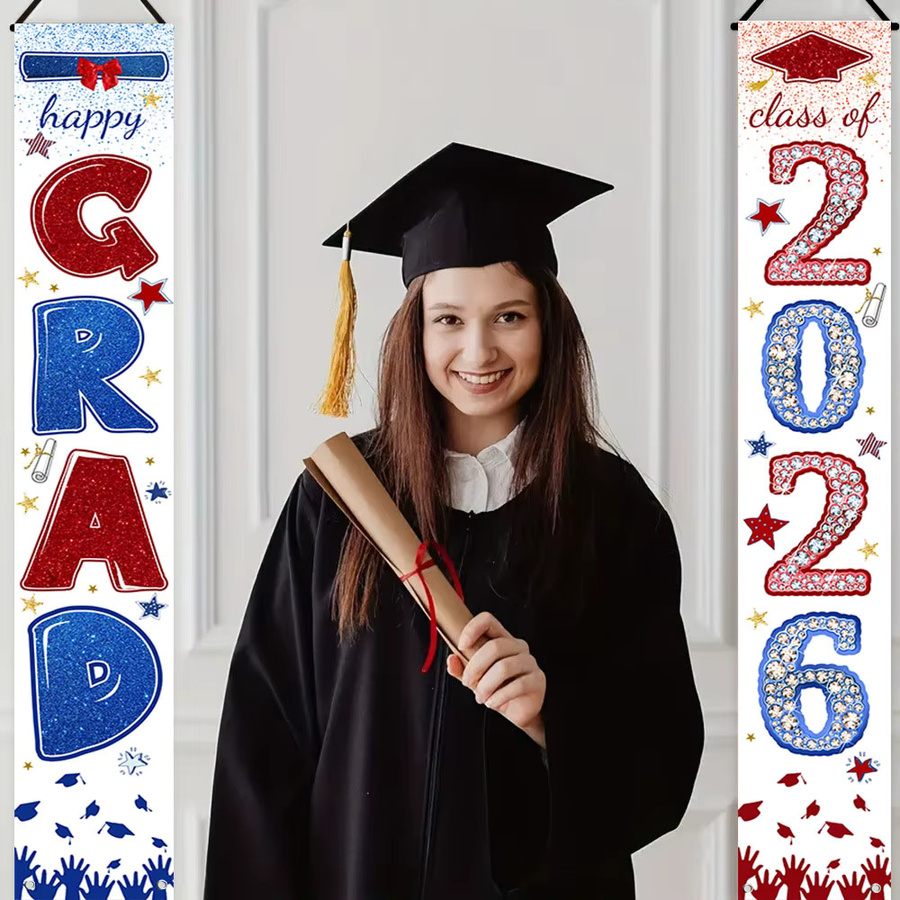 AFYPRTY Polyester-Türbanner-Set Klasse 2026, buntes hängendes Veranda-Schild zur Dekoration für Abschlussfeiern, Rechteckig, Höhe: 180 cm, Breite: 180 cm - Bild 3