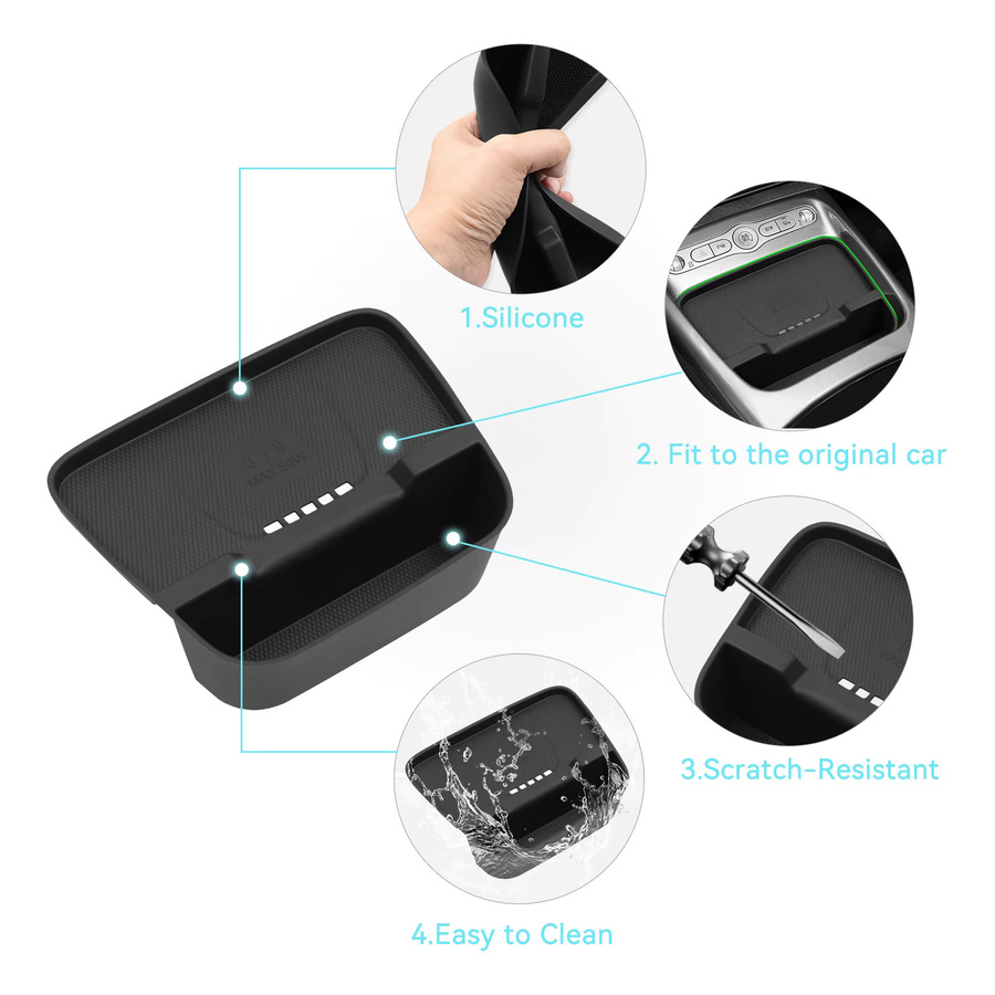 LUCKEASY Kabelloses Ladepad für BYD Dolphin 2025-2026 Intelligent Driving Edition, Auto-Handy-Ladegerät und Schutzmatte in Schwarz - Bild 3