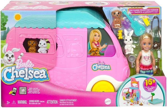 Mattel Barbie Chelsea, 2 in 1 Camper, Spielfahrzeug mit Zubehör, ab 3 Jahren - Bild 1
