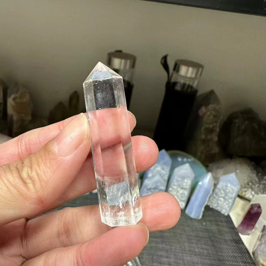 TAIHESJ Natürlicher weißer kristallklarer Quarz als sechseckiger Zauberstab zur Punktheilung, Größe: 6,5 cm - Bild 4