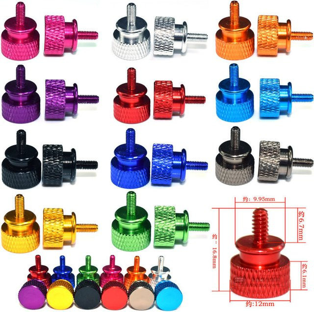 10 Stück Angooter Rändelschrauben aus Aluminiumlegierung, eloxiert, M3 M4, Schrittkopf, drehbar und handfest für Computergehäuse - Bild 1