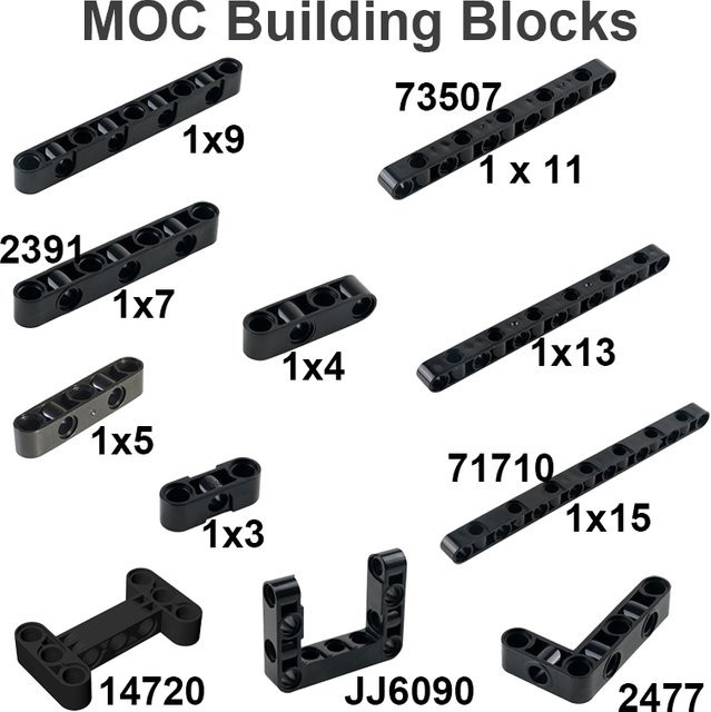 wishiot MOC-Bausteine, technische Teile, Hubarmbalken mit Loch, Schwarz, Zubehör - Bild 1