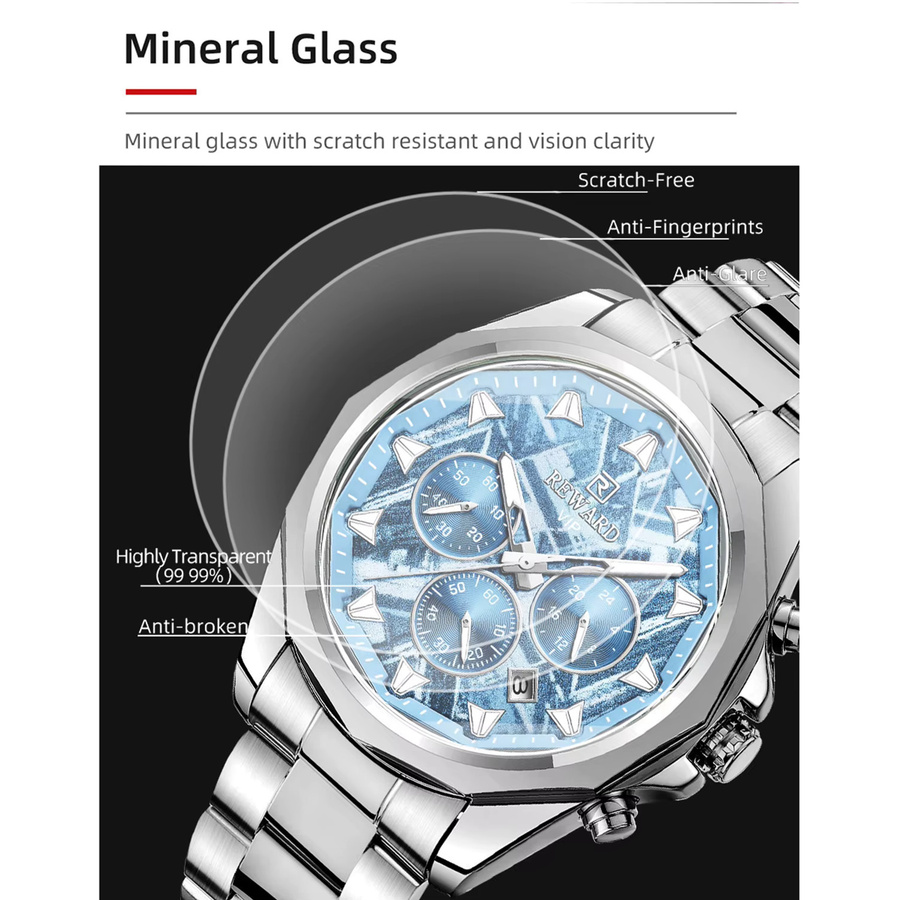 REWARD Chronograph, Quarz, Edelstahl, Blau, Herren - Bild 4