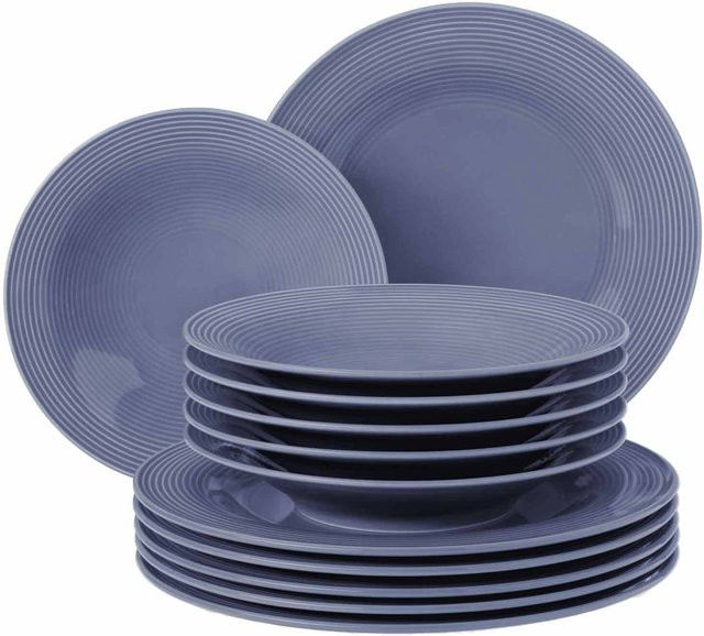 Seltmann Weiden Tafelservice Beat Color Glaze aus Porzellan 12-teilig in Fliederblau - Bild 1