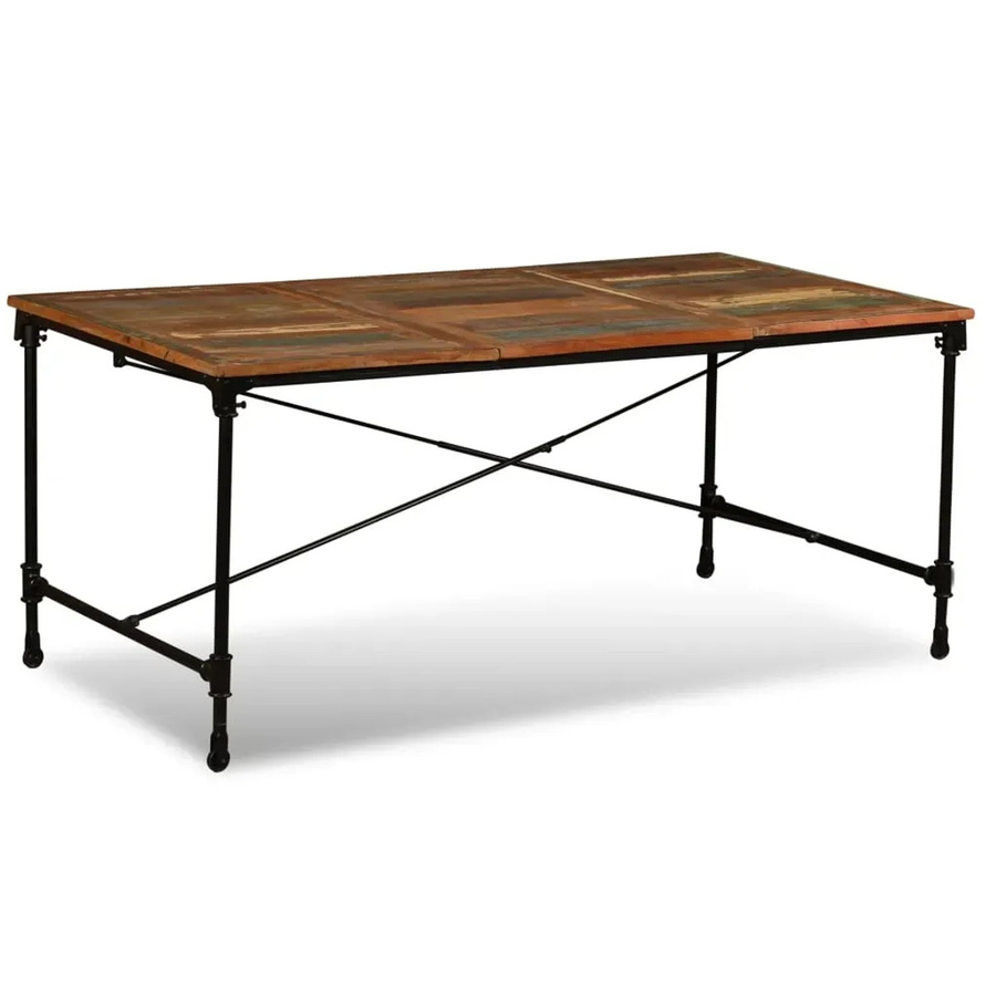 vidaXL Esszimmertisch aus Massivholz im Industrial Design, Mehrfarbig, B/T/H: 180 x 90 x 76 cm - Bild 2