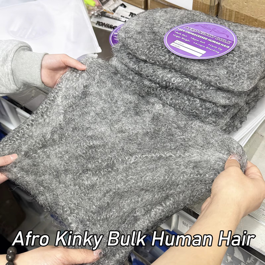 Magic Wave Afro Kinky Echthaar Bulk, Grau, 50 g - Bild 2