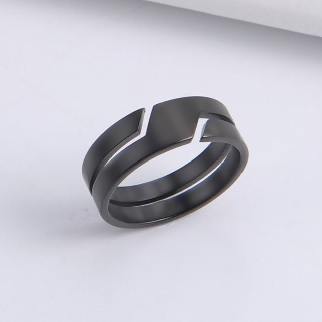 Skyrim Ring, Edelstahl, schwarz, minimalistisch, Unisex - Bild 1