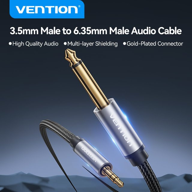 Vention Audiokabel 3,5 mm Klinke auf 6,35 mm Klinke Aux-Adapter in Grau - Bild 1