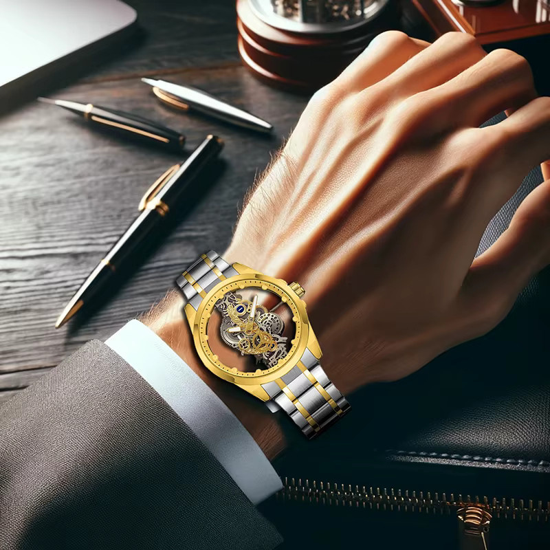 CAROTIF Armbanduhr Quarz, Edelstahl, Gold, Herren - Bild 6
