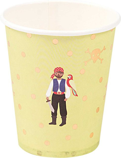 Rico Design Pappbecher Pirat, 12 Stück, 200 ml, Multicolor/Gelb - Bild 1
