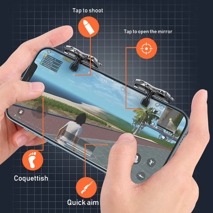 APWIKOGER X8 Mobile Gaming Trigger für PUBG und Shooter mit 6-Finger-Steuerung und empfindlichen L1 R1 Tasten - Bild 4