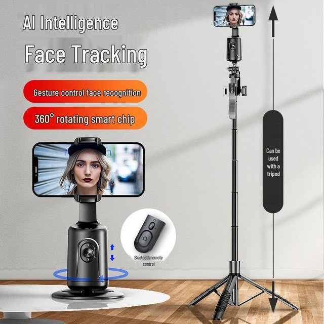 GadgetGrip Intelligenter 360° KI-Gesichtserkennungs-Gimbal für Live-Streaming und Selfies in Schwarz mit Bluetooth-Funktion - Bild 1