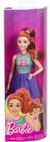 Barbie Fashionista Puppe mit Jersey-Oberteil und Faltenrock in Rot, Rosa und Violett - Bild 1