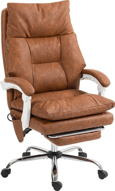 HOMCOM Ergonomischer Bürostuhl als Executive Chair aus PU-Leder in Braun mit aufblasbarer Lendenstütze, Fußstütze und 360 Grad Drehbarkeit - Bild 1
