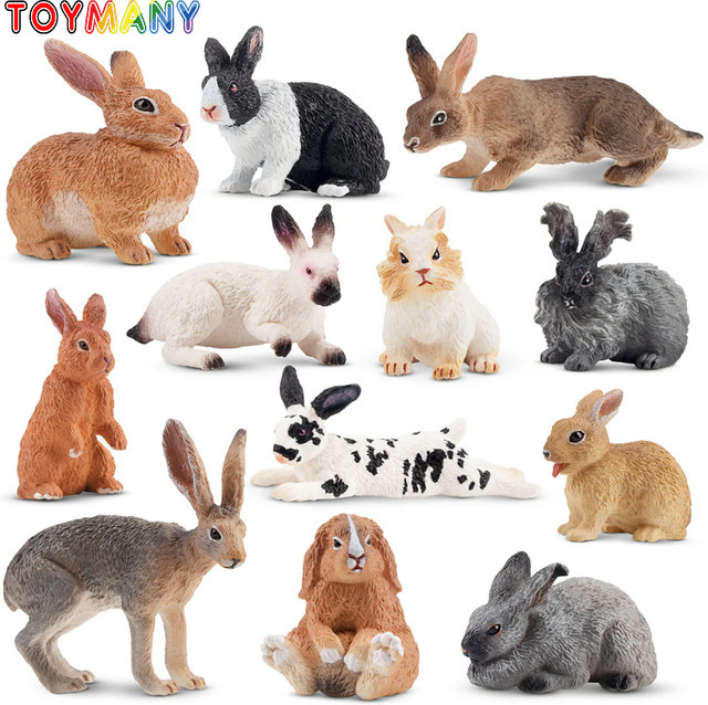 toymany Simulation Kaninchen Bauernhof Tier Modell, Action Figuren, 12-teiliges Set, Bunt / Mehrfarbig - Bild 1