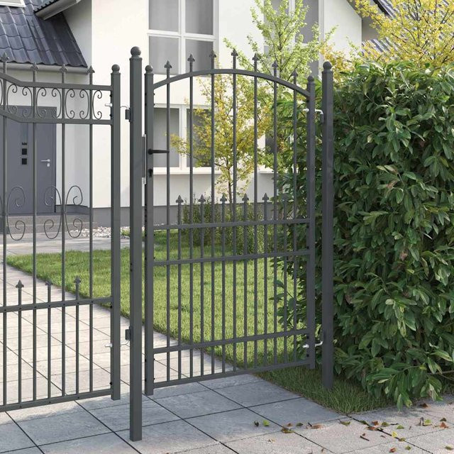 vidaXL Einzeltor Swing aus pulverbeschichtetem Stahl in Grau, Höhe: 200 cm, Breite: 100 cm - Bild 2