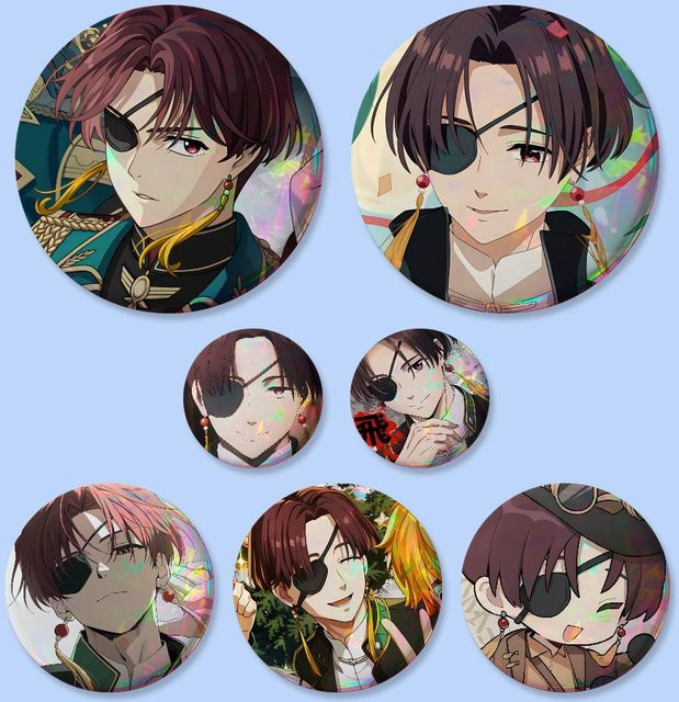Brosche Hayato Suo Anime-Charakter, rund, Metal, multicolour - Bild 1