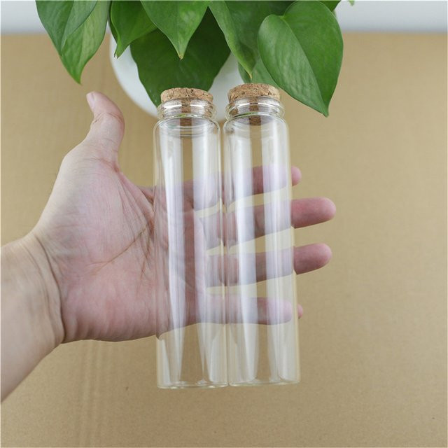 6er Set transparente Glas-Aufbewahrungsflaschen mit Korkverschluss, 125 ml, Höhe: 15 cm, Durchmesser: 3,7 cm - Bild 1
