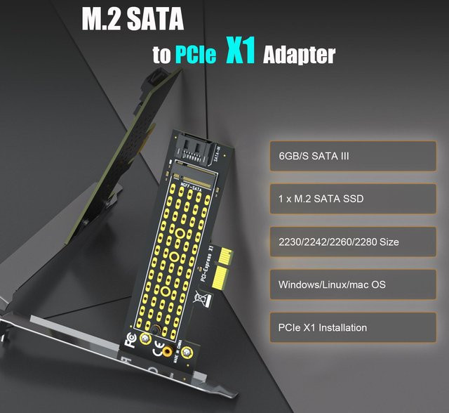GLOTRENDS M.2 SATA-Adapter für M.2 NGFF SATA SSD in Schwarz - Bild 1