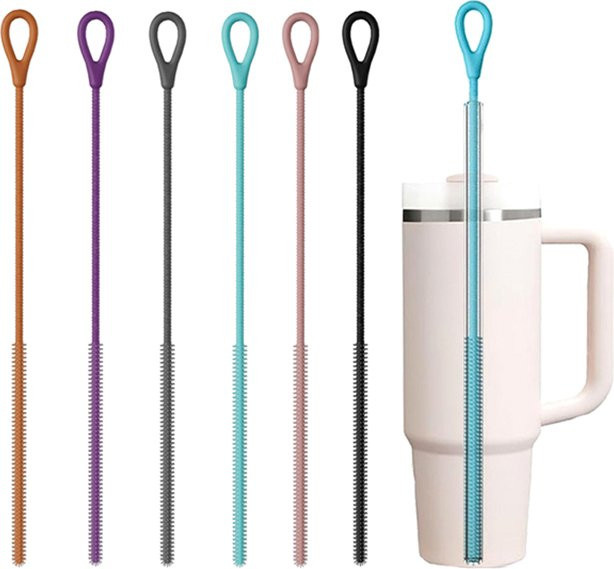 JETTING Silikon-Strohhalmbürste in Orange, 25 cm extra lange Reinigungsbürste mit Stahlkern für Smoothie-Strohhalme, 9 mm Durchmesser - Bild 1