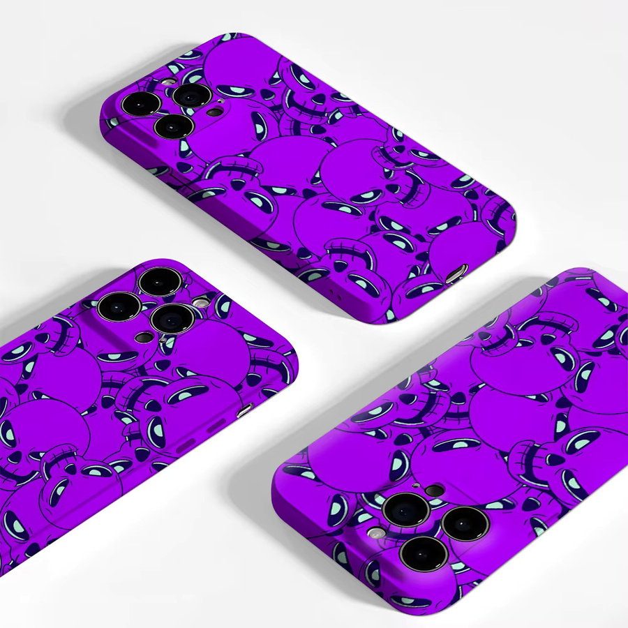 Handyhülle mit lila Totenköpfen für Apple iPhone 11 bis iPhone 17 Pro Max Plus mit doppelschichtiger Rückseite - Bild 3