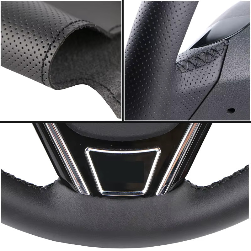 Taoleqi Anti-Rutsch Lenkradbezug aus Napa-Leder für Volkswagen Golf 6 Mk6, Polo, Sagitar, Bora, Santana und Jetta Mk6 in Schwarz - Bild 1