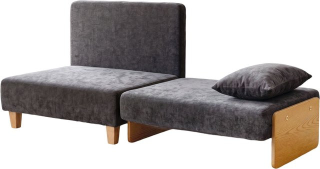 HOMCOM Schlafsessel 2-in-1 mit Bettfunktion und 2 waschbaren Kissen, Schlafsofa aus Leinen-Samt-Mischgewebe mit Seitentaschen, Dunkelgrau, Breite: 183 cm, Tiefe: 57 cm - Bild 1