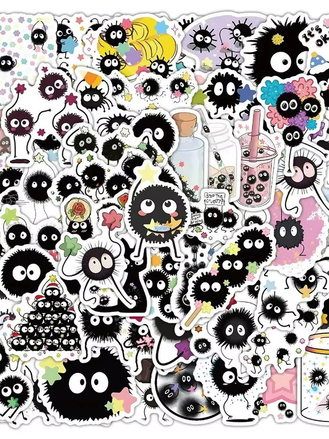 GOGOTU Ruß Sprites Aufkleber, 50-teiliges Set, Cartoon Aufkleber - Bild 5