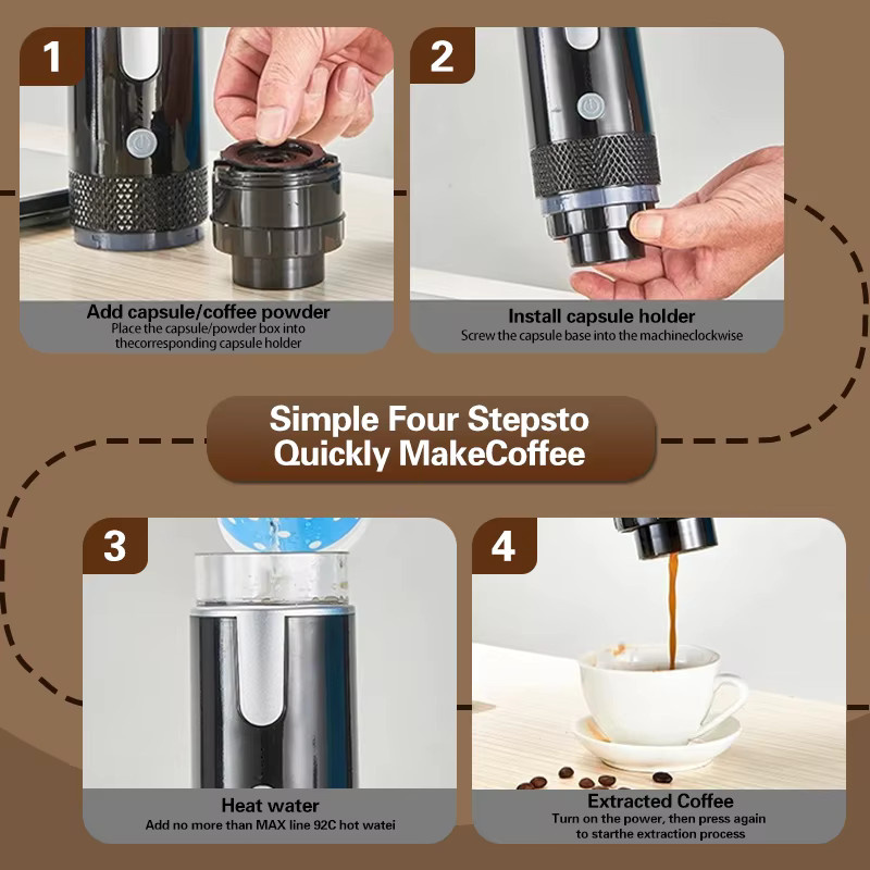 Tinsol Tragbarer Elektrischer Kapsel-Kaffeeautomat in Schwarz für K-Cups und gemahlenen Kaffee - Bild 3