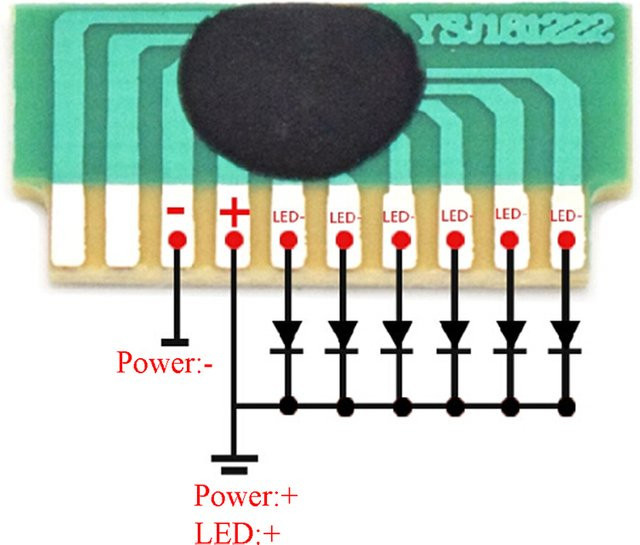 HUXUAN 10 Stück DIY 6-LED Blitz-Chip COB LED-Treiber Modul mit Zyklus-Blinksteuerung, Grün, 3-4,5V - Bild 1