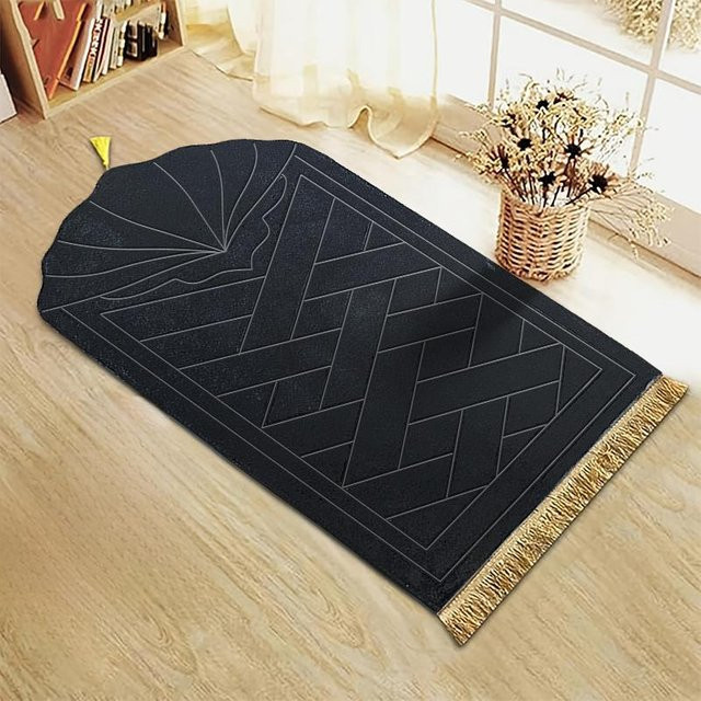 Gebetsteppich Yiran Furniture mit Quaste, geprägtes Design, Schwarz, B/T: 65 x 110 cm - Bild 1