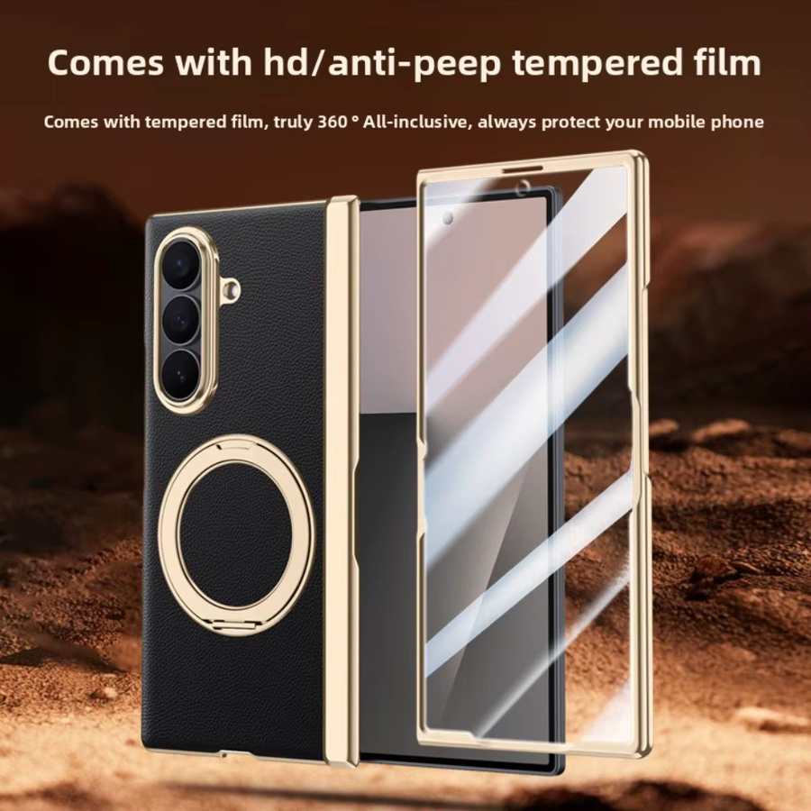 Magnetische Samsung Galaxy Z Fold 7 Handyhülle mit 360 Grad Rotation und HD Anti-Peep Displayschutz sowie Scharnierabdeckung in Schwarz oder Blau - Bild 5
