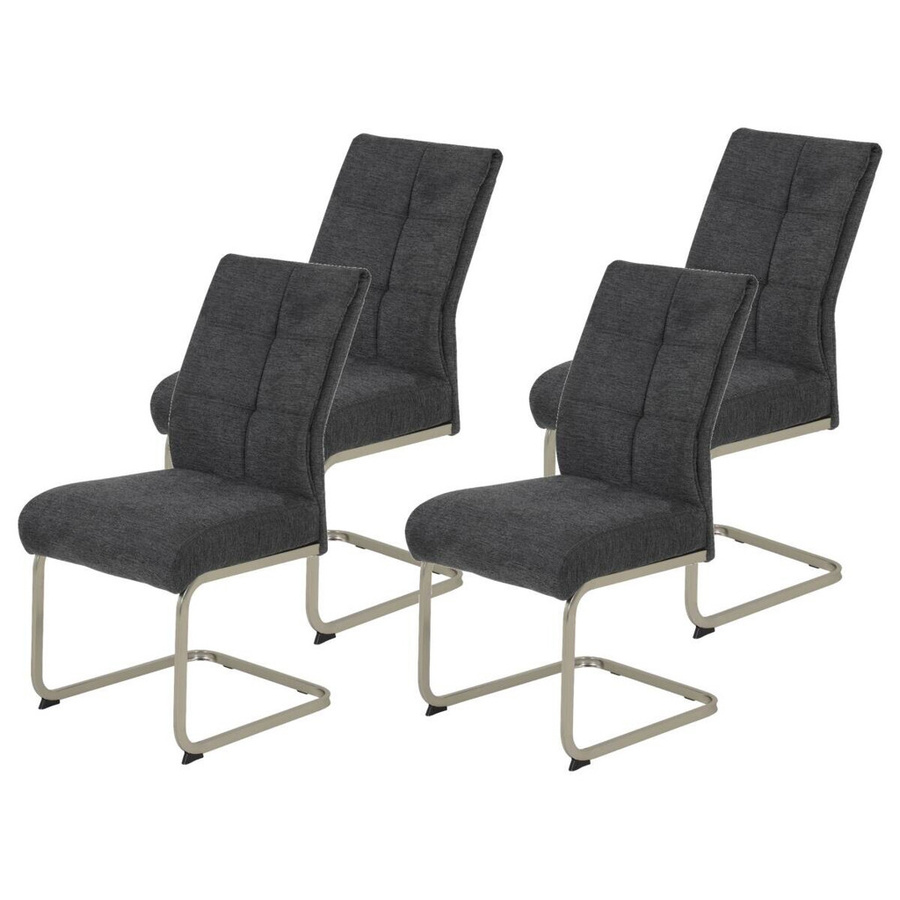 4er-Set Schwingstühle Hela in Anthrazit aus Microfaser-Webstoff und Metall, B/H/T: 50 x 99 x 66 cm - Bild 2
