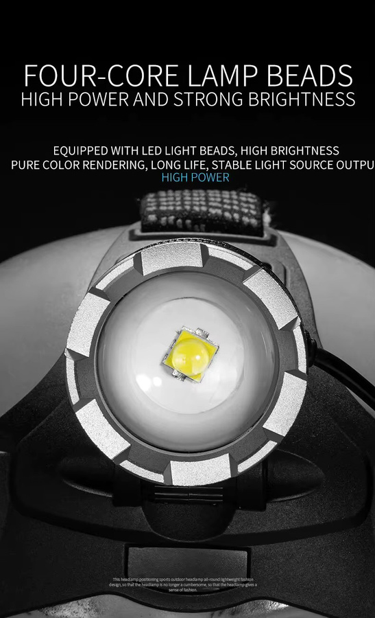 ESMARTER Wasserdichte LED Stirnlampe mit Zoom-Funktion und wiederaufladbarem Akku in Schwarz - Bild 5