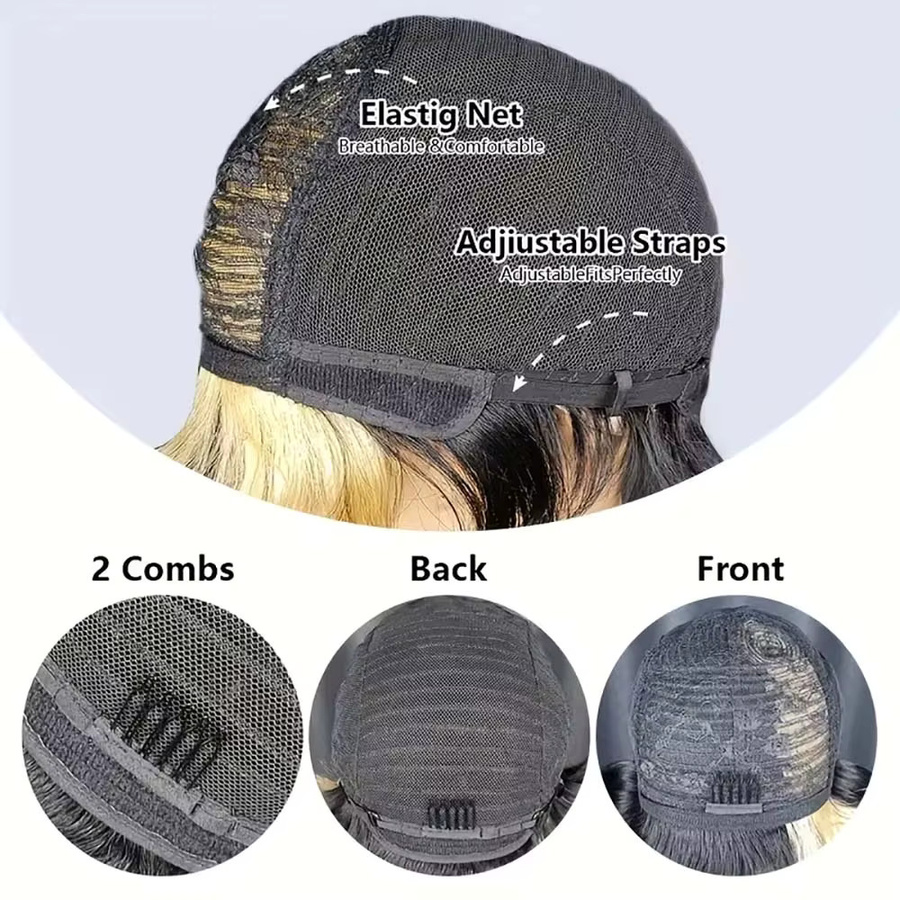 OYM HAIR Pixie-Schnitt-Perücke, Ombre Blonde, Echthaar, Damen - Bild 4