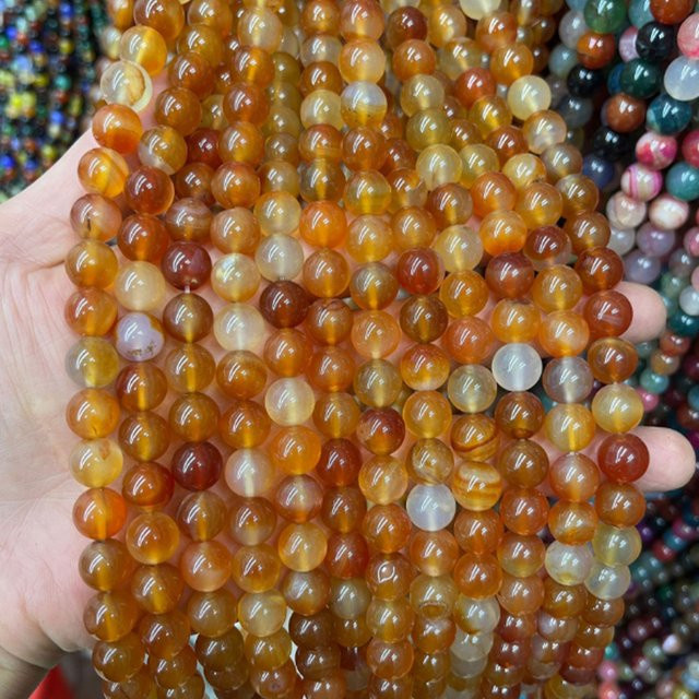 showboho Natursteinperlen Orange Achat, Runde Perlen - Bild 1