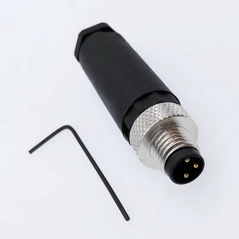 CNMAWAY M8 Sensorstecker Set mit Stecker und Buchse, wasserdicht, 3/4-polig, gerader Winkel, schwarze Flanschbuchse zur Rückmontage - Bild 3