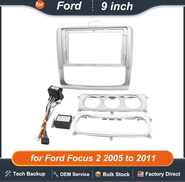 CAN-Bus-Kabelbaum mit Radio-Panel-Rahmen für Ford Focus 2 (2005 bis 2011) und 16-poligen 9-Zoll-Android-Multimedia-Adapter - Bild 1