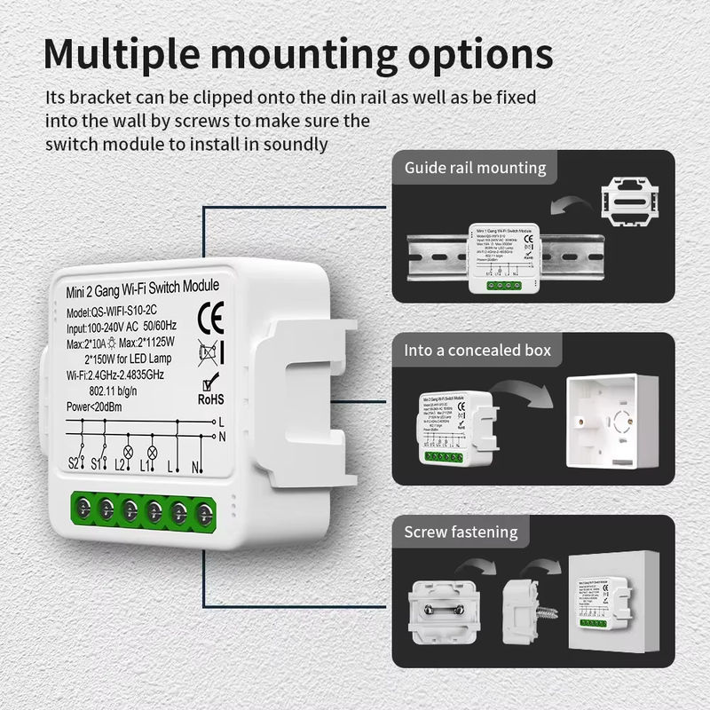 TNCE Smart DIY MINI Modul für Lichtvorhang und Dimmer, Tuya WIFI oder Zigbee Schalter mit 2-Wege-Steuerung, Farbe Weiß, kompatibel mit Alexa und Google Home - Bild 3