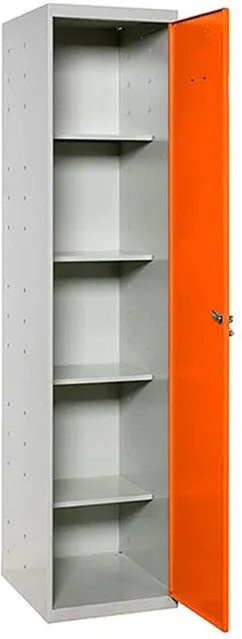 PROREGAL Putzmittelschrank AMEGO Metallschrank für den Haushalt in Orange-Grau mit 4 Fachböden und Schloss, H x B x T: 180 x 40 x 40 cm - Bild 1