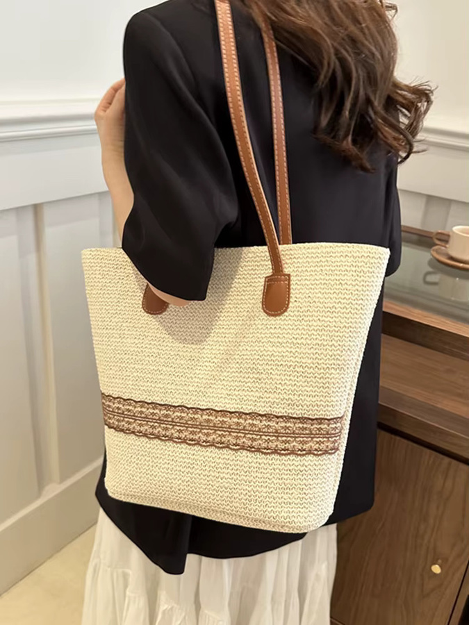 Yogodlns Schultertasche Damen, Stroh, Korbtasche - Bild 6
