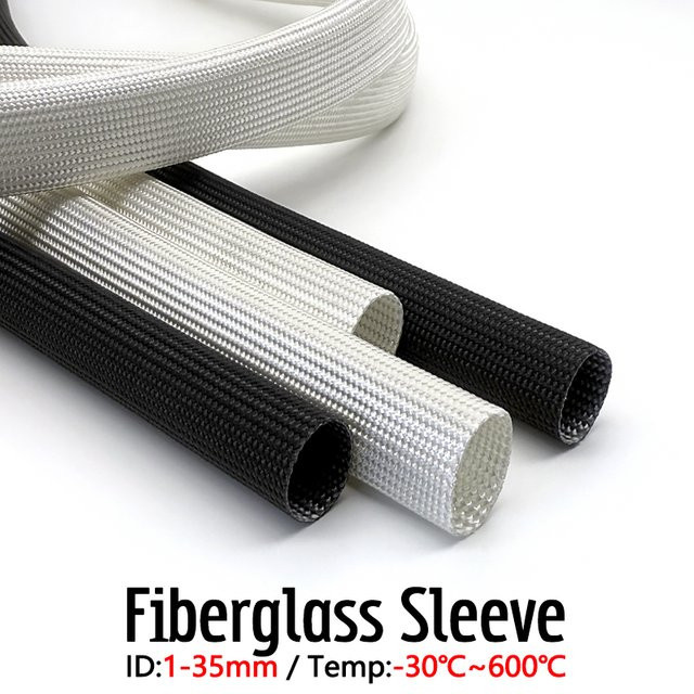 Hochtemperaturgeflochtene Chemiefaserhülse aus Fiberglas als Isolierrohr in Weiß oder Schwarz, Innendurchmesser 1 bis 12 mm - Bild 1