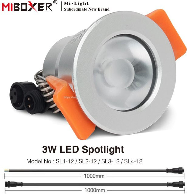 Miboxer RGBW LED Spot Licht, dimmbar, wasserdicht, silber, rund, 3W, 12V - Bild 1