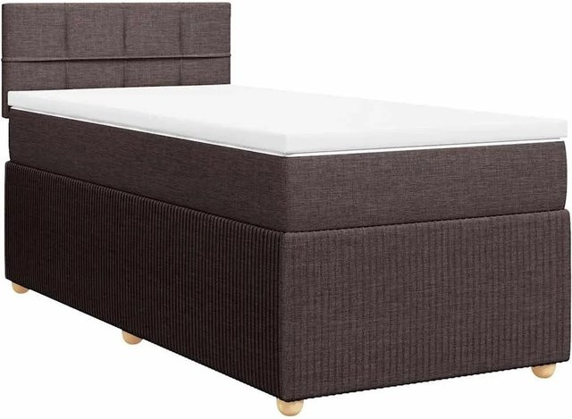 vidaXL Boxspringbett Hybrid mit Matratze und Taschenfederkern, Dunkelbraun, B/T: 90 x 200 cm - Bild 1