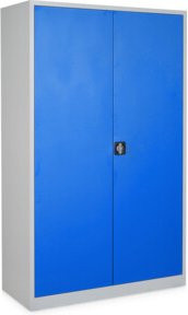 STIER Universalschrank Basic mit 4 Fachböden und abschließbaren Türen, Hellgrau und Enzian Blau, Breite: 120 cm, Tiefe: 50 cm - Bild 1