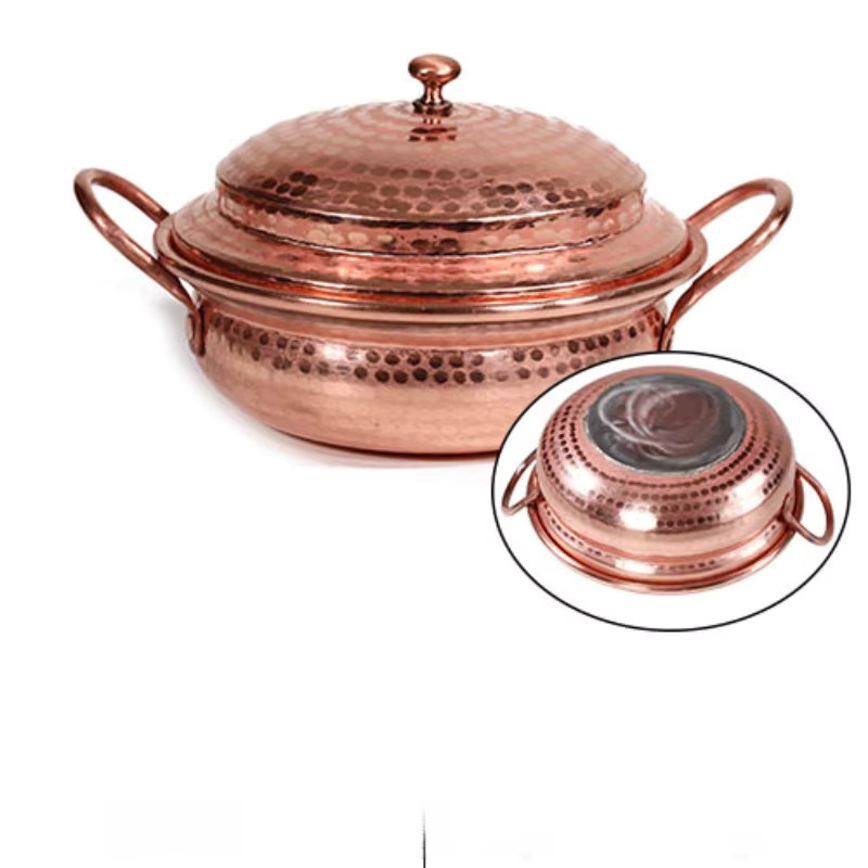 Handgefertigter Kupfer-Reistopf mit Doppelohren und verdickter Basis in Gold, hochwertiger Stockpot für Nudelsuppe und Reis - Bild 2