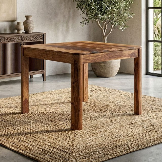 Finebuy Esstisch aus Massivholz Sheesham in Braun, quadratisch, B: 80 cm, T: 80 cm, H: 76 cm - Bild 1