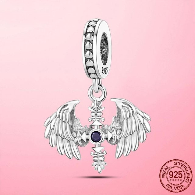 Charms Engelsflügel Feder Baumeln, 925 Sterling Silber, Unisex - Bild 1